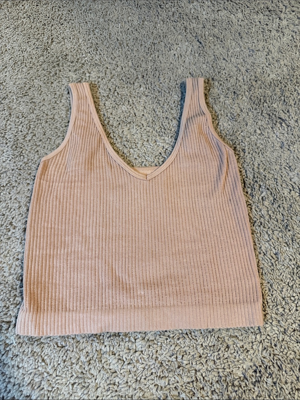 Free People Ribbed V‑Neck Tank Top in Light Pink.